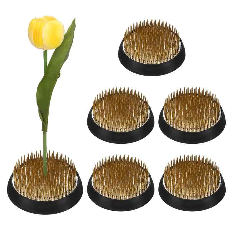 M METERXITY 6個セット フラワーフロッグ 2.36インチ 丸型 銅製 剣山 花留め ゴムベース付き フラワー..