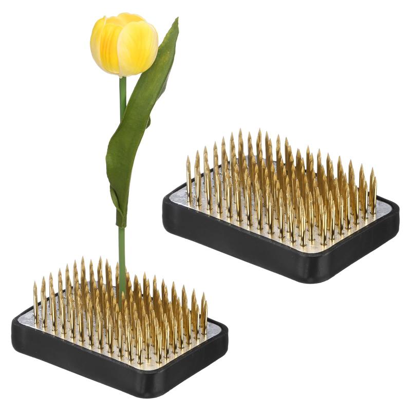 M METERXITY 2個セット フラワーフロッグ 5.2cm×3.4cm 長方形銅製剣山 ゴム底付き 花アレンジメント/ク..