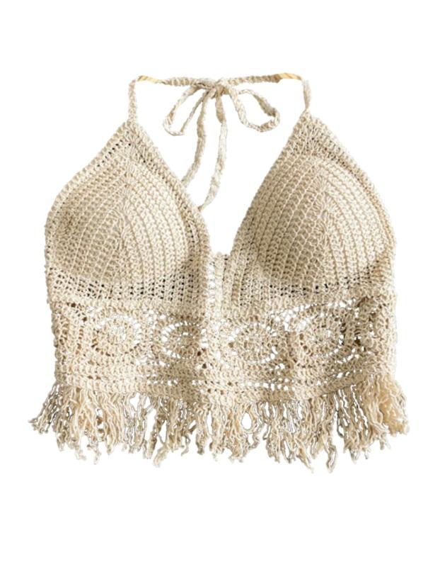 [SpringSwalloow] レースブラ 見せブラ 大人 上品 ブラトップ トップス 花柄 カップ付き 水着 ホルターネック 透かし編み