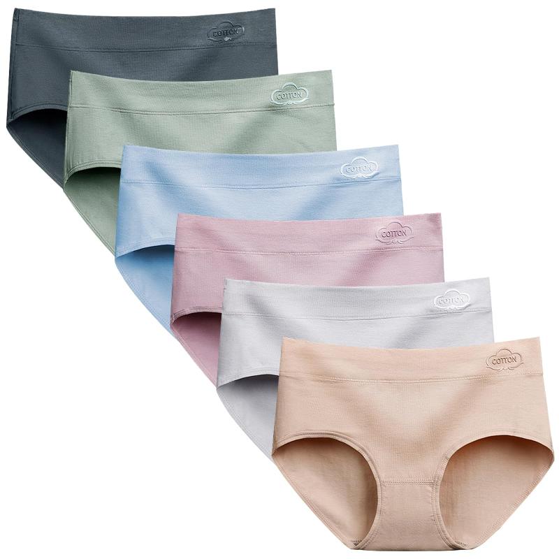 [Pink Play] ショーツ レディース 綿 パンティ女性の下着 セット コットン生地 可愛 透気 快適 学生下着 レギュラーショーツ(6枚セット