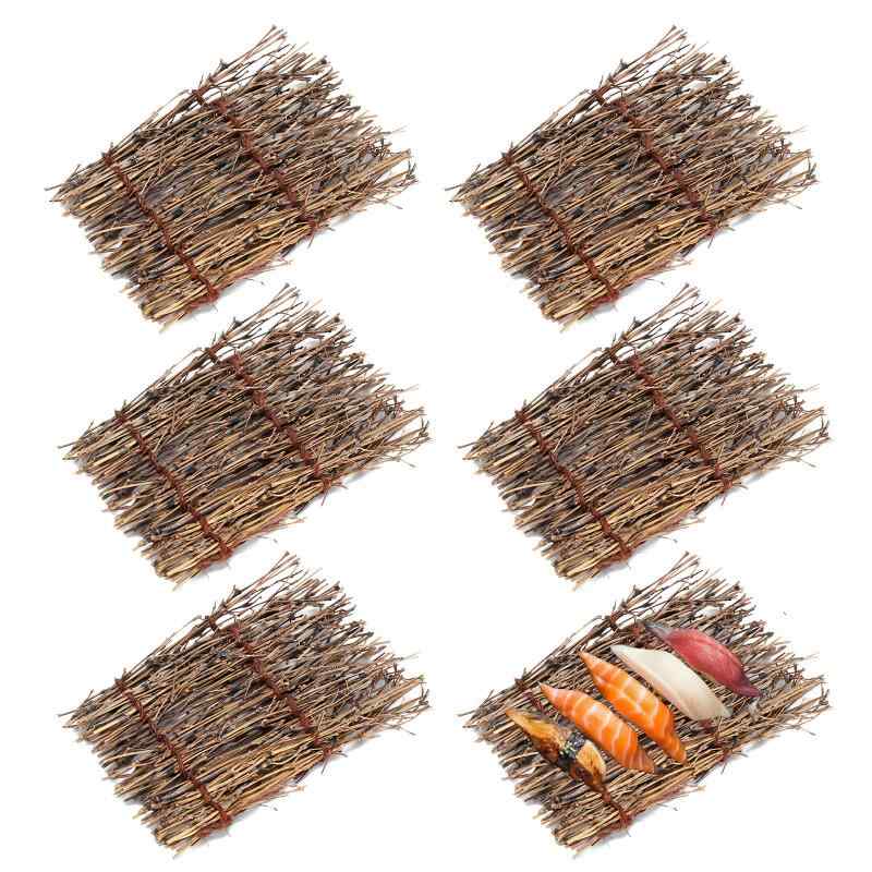Doyime 刺身 盛り付け 6枚セット 刺身盛飾り 笹スダレ 笹すだれ 竹 飾り 寿司 レストラン 和風 竹製刺身背景 パーティー 卓上 飾り 11 x 17cm