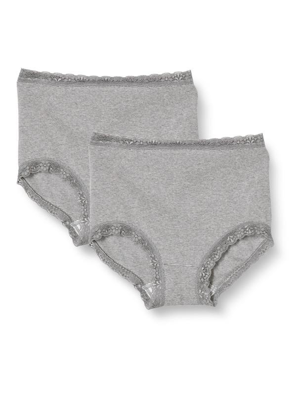 [アツギ] ショーツ[BEAUTYLINE（ビューティライン） ] 杢ボーダー柄 丸編みフルウエスト 2枚組ショーツ 8586F2ASレディース