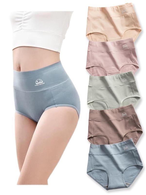 [ENALIHI] ショーツ セット レディース 5枚組 深ばき ハイウエスト パンティ 抗菌 高通気性と伸縮性 オーガニックコットン パンツ すっぽり 女性 下着 美尻ショーツ 補正下着 美形ショーツ お