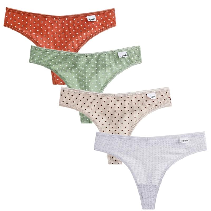 [TUOTISI] Tショーツ レディース 女性下着 綿 ストレスフリー ハーフバック ブラジリアンショーツ パンティー 伸縮性 通気性 女性 レギュラーショーツ 4枚セット