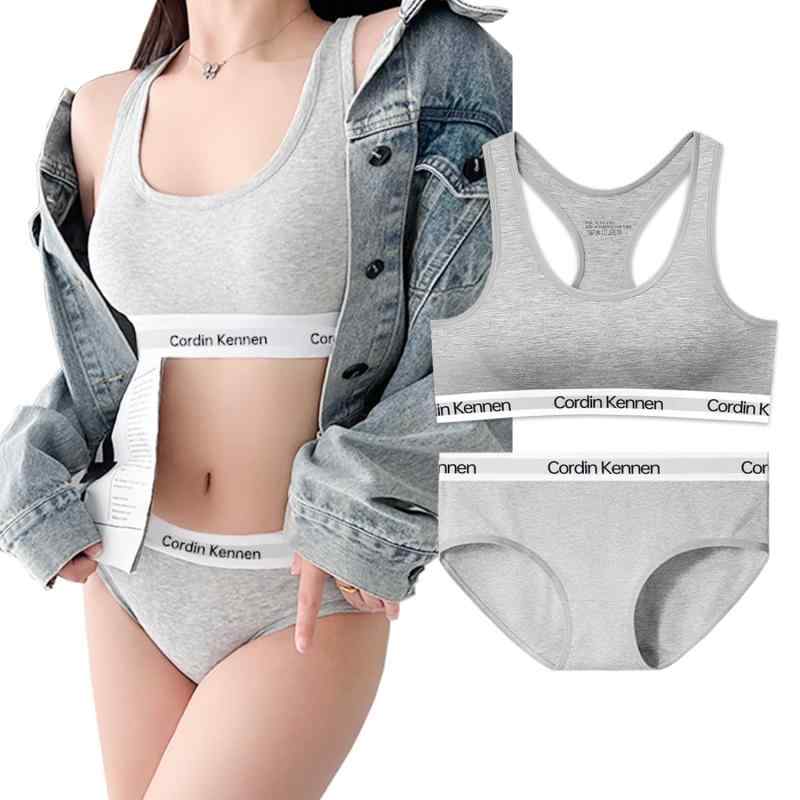 [SIERJIAN] ブラジャー 下着 レディース 上下セット ナイトブラ ノンワイヤーブラ 着脱簡単 綿 柔らかい肌触り ブラ 昼夜兼用 スポーツブラ 24時間自由感