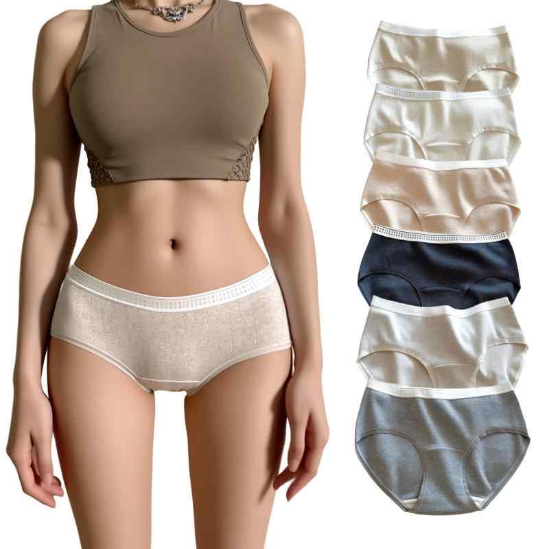 [Twinice] 女性用シームレスパンティーショーツ 下着 レディース パンツ 6枚セット 95% コットン 透け感あり素材 肌に優しい 日常着用最適 吸湿速乾 伸縮 通気 コットン 柔らか 蒸れない 締め付