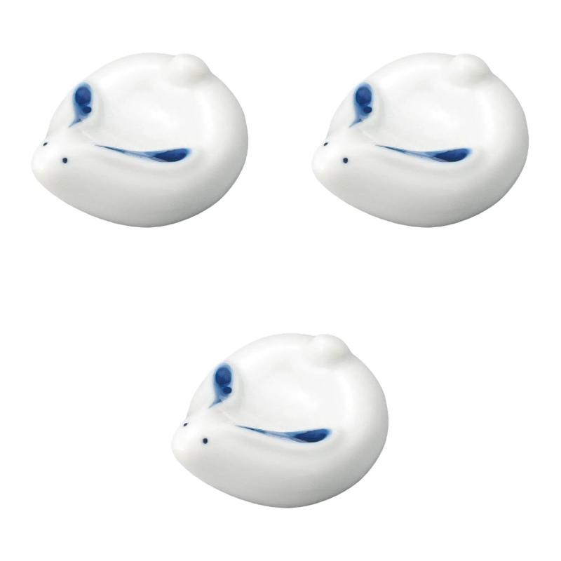 3個セット 福うさぎ青箸置 [ 4.2×3.4cm ] | 箸置 セトモノホンポ(Setomonohonpo)