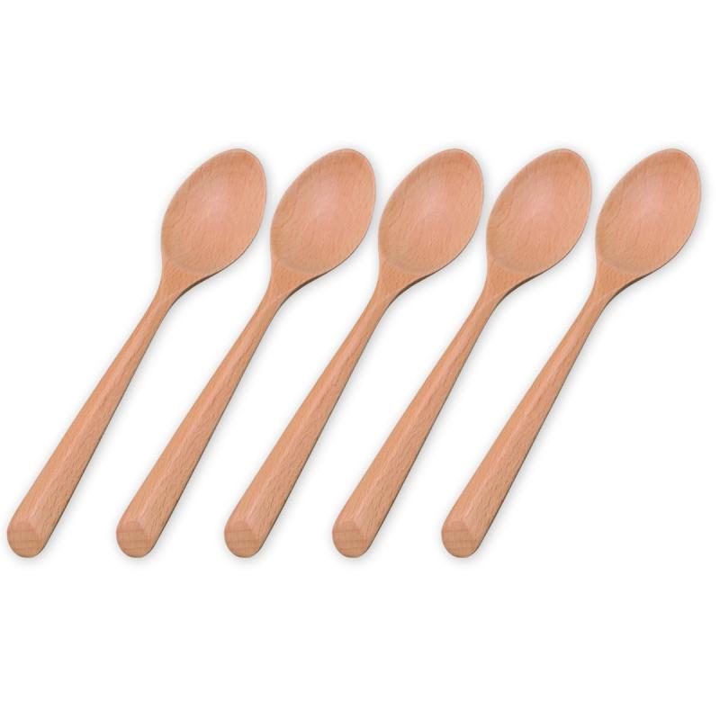 J-kitchens 木製 ブナの木 モダン スプーン 5本 セット 19x3.8cm Current model(3.0)
