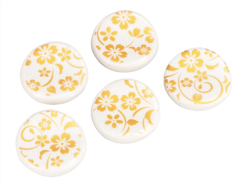 九谷焼いわたや 箸置(丸)白粒桜 K9-440