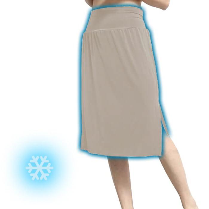 [カリスエンジェル] ペチコート パンツ 透けない ロング 抗菌防臭 接触冷感 冷感素材 ウエスト ドレス 浴衣 インナー スカート ワイドパンツの床付き防止 涼しい 快適 ペチパンツ ひざ丈 裾