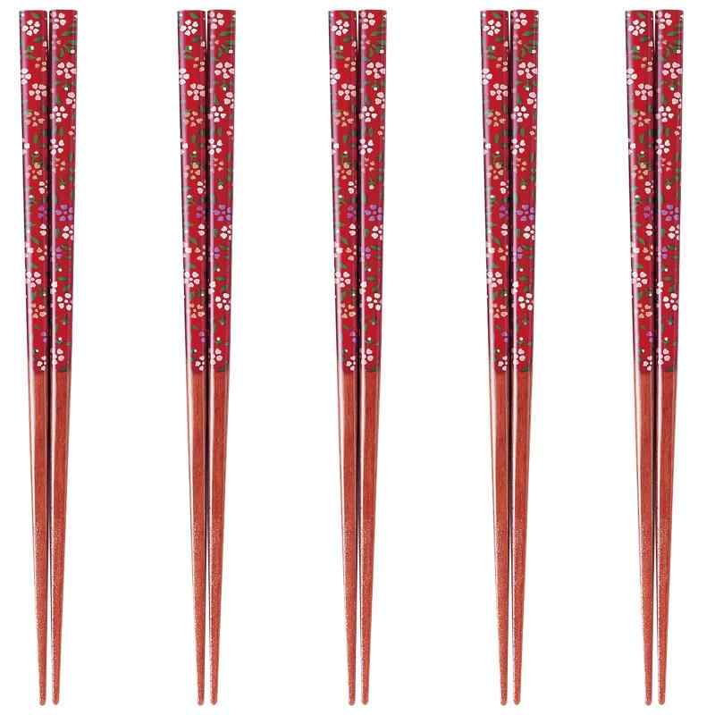 J-kitchens 幸せ箸 5膳 セット 素材：アクリル樹脂＋天然木 箸 食洗機対応 お箸 日本製 PID6352