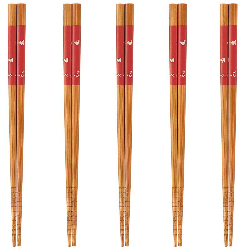 J-kitchens 幸せ箸 5膳 セット 素材：木材 箸 お箸 日本製 PID0298