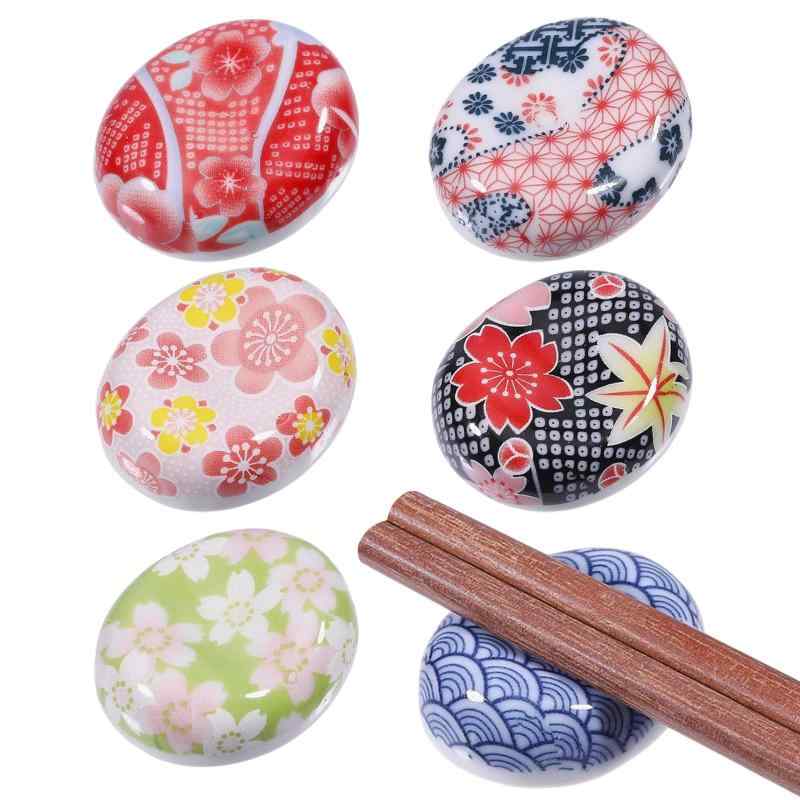 GLOBLELAND 6個セット 和風 楕円形 陶器製 箸置き フォーク スプーン用 ダイニングテーブル装飾 レスト..