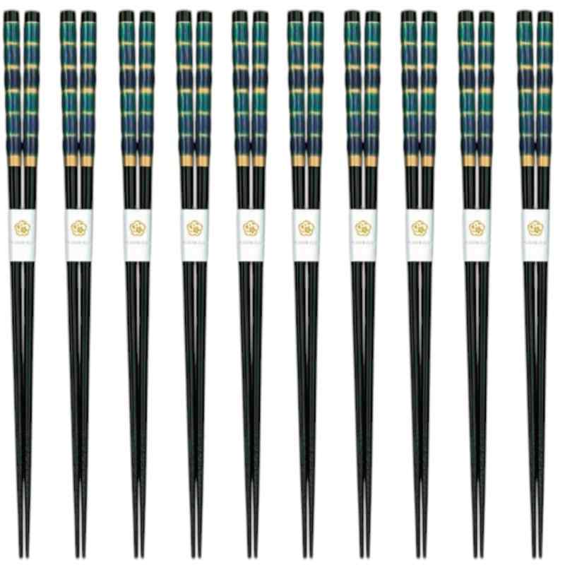 J-kitchens 箸 10膳セット お弁当 ピクニック 行楽用 運動会 来客用 おもてなし 木製 とんぼ玉 奏 黒・青 23.0cm 食洗機対応 日本製