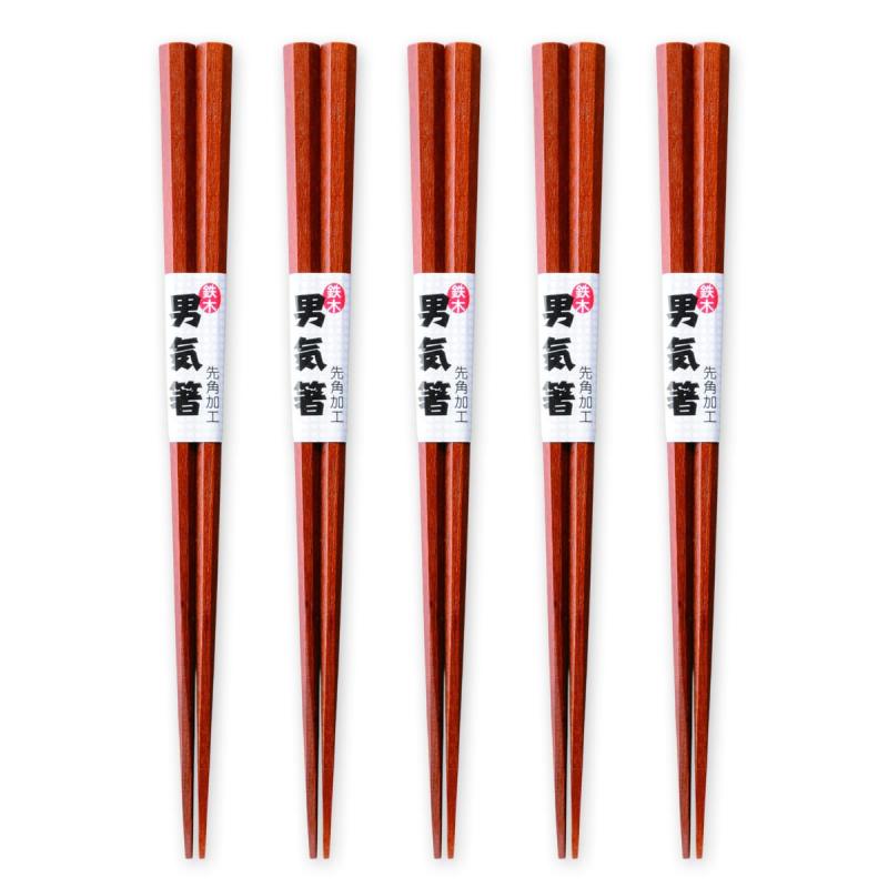 J-kitchens 木製 男気箸 八角 鉄木 箸 5膳 セット 23.5cm Hashi