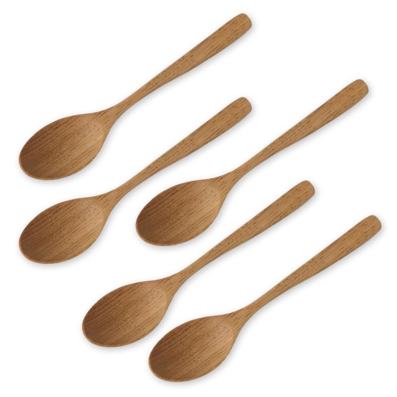 J-kitchens 木製 栗の木 カレー スプーン 5本 セット 18.3x3.7cm