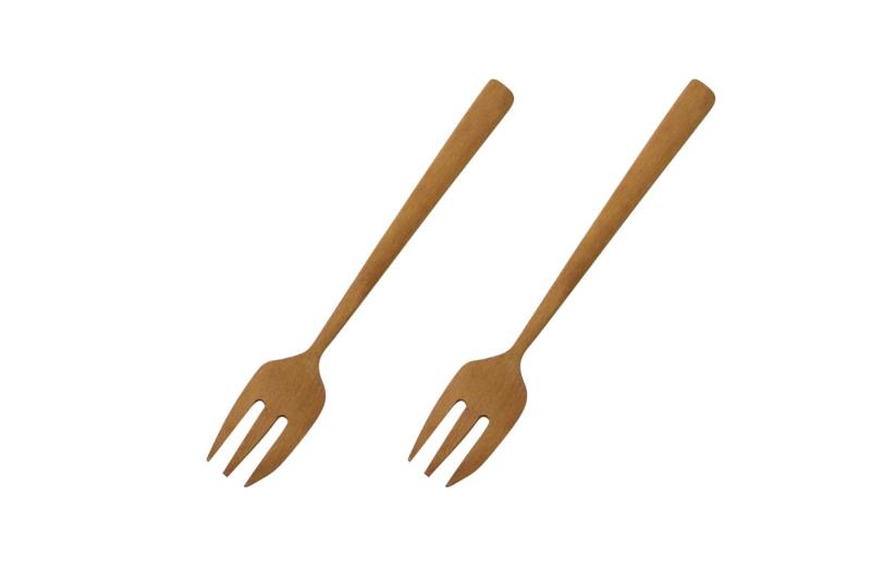 籐芸 TOUGEI ナチュレ カトラリー デザートフォーク 2本セット 13cm 木製 天然木 サオ