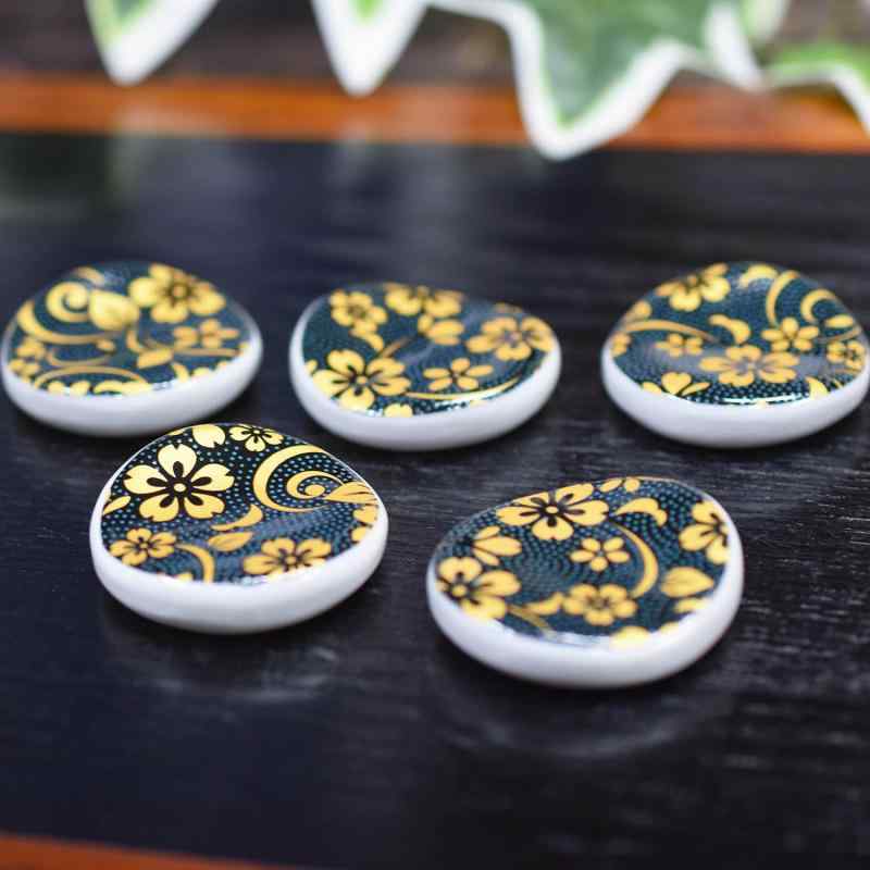 和座の蔵 おしゃれ 和食器 九谷焼 箸置き 5個セット 青粒桜 陶器 高級 ブランド 和食器 カトラリーレス..