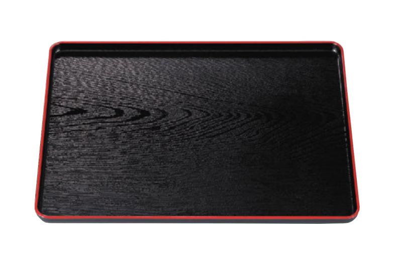 若泉漆器 割烹漆器 地木目長手盆 黒天朱 ノンスリップ加工