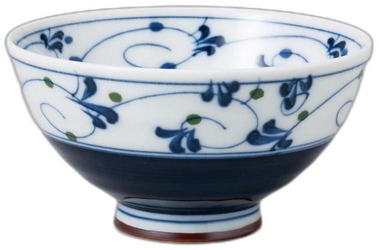 内外土岐唐草青 中平 [ 11.8 x 11.8 x 6.3cm ] | 飯碗 セトモノホンポ(Setomonohonpo)