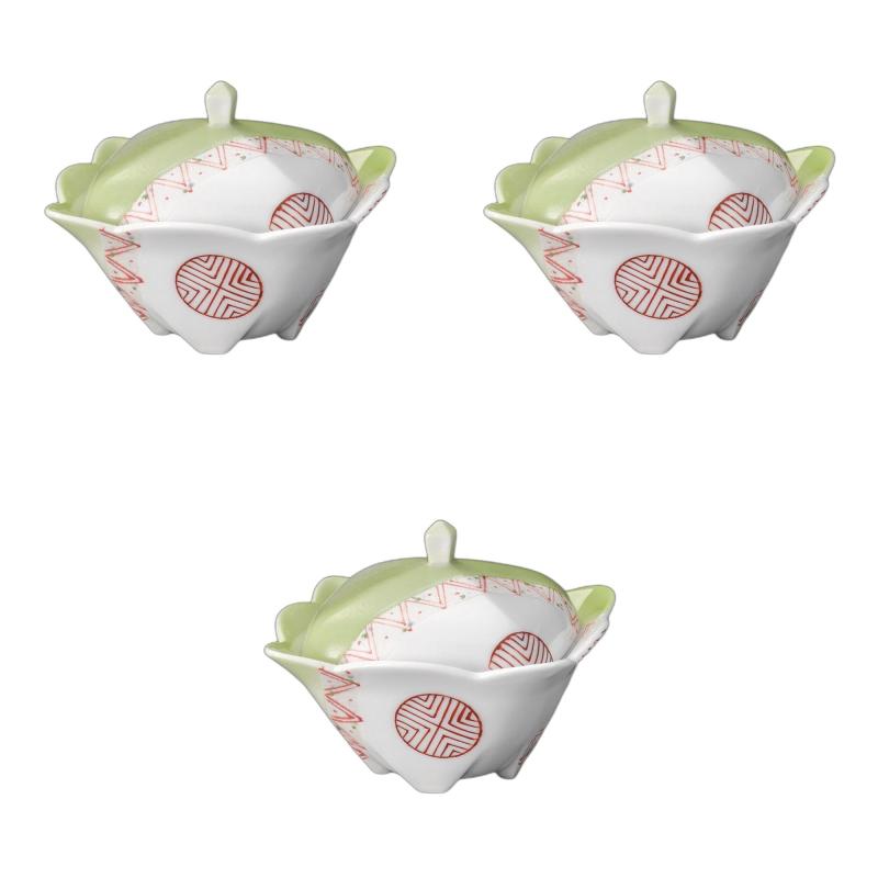 3個セット ヒワ吹 朱紋角 煮物碗 [ 11.8×11.8×9.2cm ] | 煮物碗陶磁器 セトモノホンポ(Setomonohonpo)