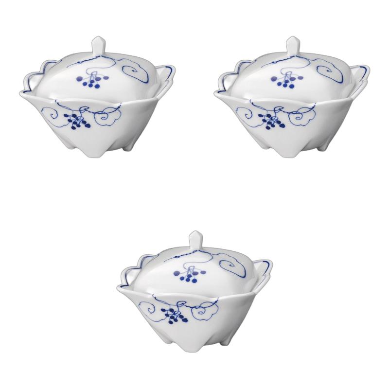 3個セット 染付 木の実角型 煮物碗 [ 11.8×11.8×9.2cm ] | 煮物碗陶磁器 セトモノホンポ(Setomonohonpo)