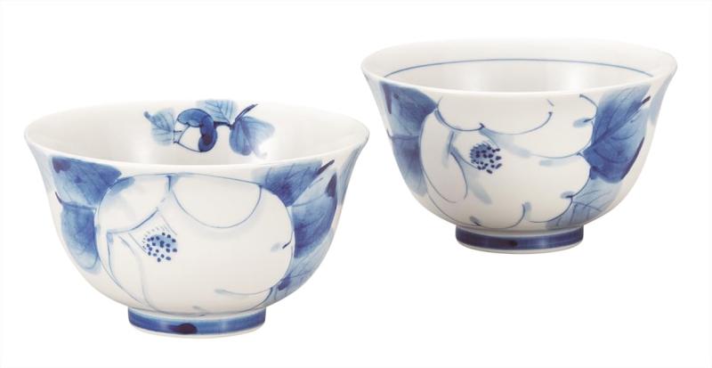 ナカマル『九谷焼』組飯碗・白椿 K9-550