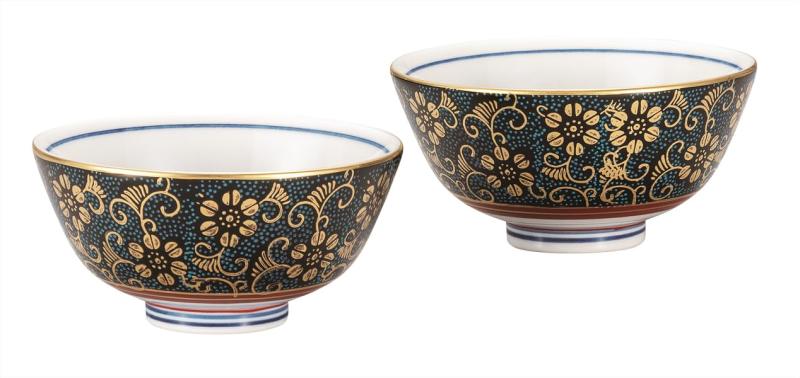 ナカマル『九谷焼』組飯碗・青粒鉄仙 K9-549