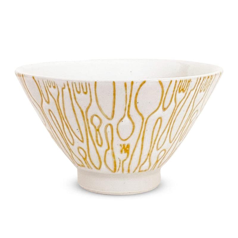 J-kitchens ディナー 茶碗 11cm 波佐見焼 日本製 粉引カトラリー イエロー PNO609622