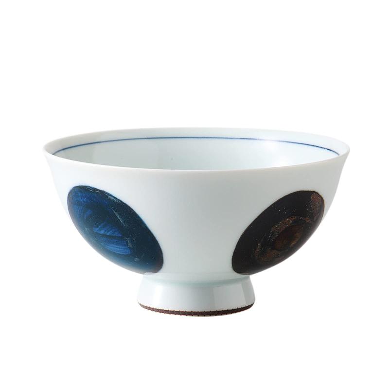 波佐見焼 お茶碗 飯碗 大 錆丸紋 青 日本製 74013