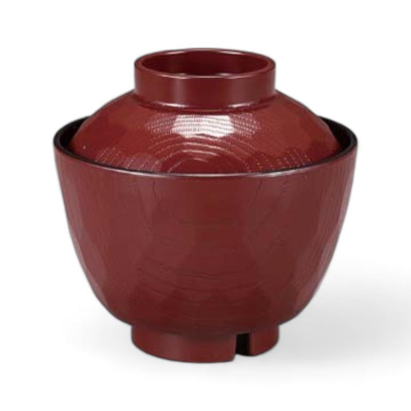 J-kitchens 耐熱ピース亀甲 椀 (汁椀 お椀 おわん 漆器)（中）吟朱内黒 9.8x9.8x9.3cm 耐熱ABS樹脂 日..