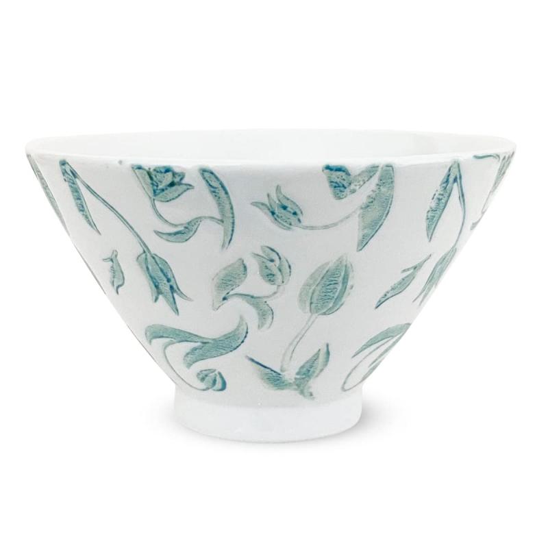 J-kitchens 勲山窯 茶碗 11cm 波佐見焼 日本製 チューリップ ライトブルー