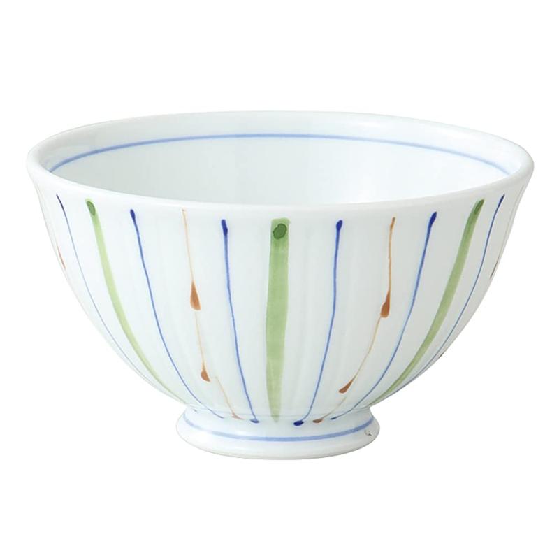 西海陶器 飯碗 - 375ml 色麦十草 軽量飯碗(大・青) 76889