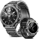 FOSMET LSW6 スマートウォッチ 丸型 メンズ AMOLEDディスプレイ搭載 iPhone アンドロイド対応 1.43 インチ大画面 smart watch Bluetooth5.3 通話機能付き HDゴリラガラス 回転式クラウン CNC頑丈なス