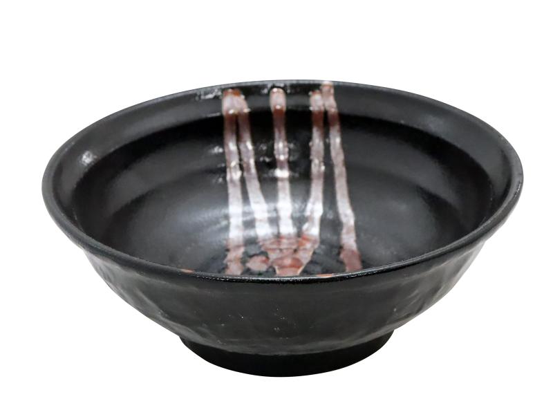 こだわり麺職人の器 石目型 ラーメンどんぶり 鉄赤流し 砂目黒 美濃焼 国産 中華 丼