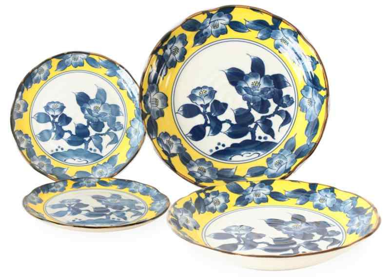 美濃焼 日本陶芸 パスタ皿2枚&サラダ/前菜皿2枚 日本製 TNG00