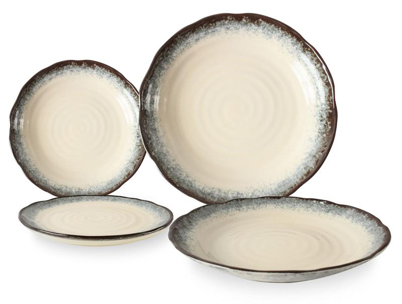 美濃焼 日本陶芸 パスタ皿2枚&サラダ/前菜皿2枚 日本製 TNG00