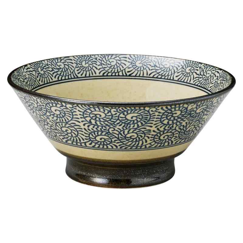 切立高台丼 タコ唐草錆巻青6.5丼 | 中華丼 [ 20 x 20 x 9cm 1100cc 660g ]