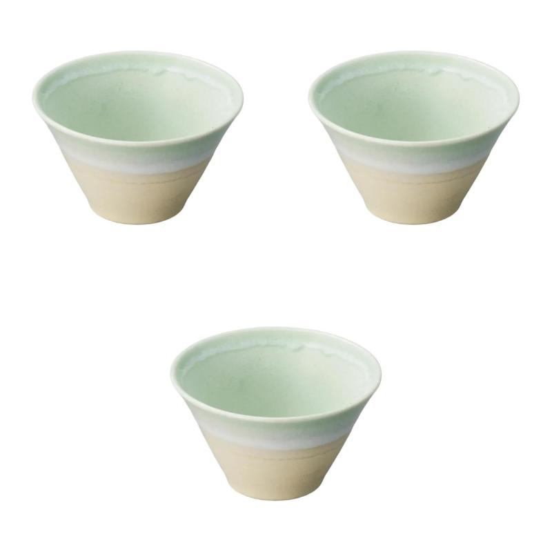 3個セット パステルジュレ反り鉢小 グリーン・クリーム [ 9.8×5.8cm(180cc) ] | 小付 セトモノホンポ(Setomonohonpo)
