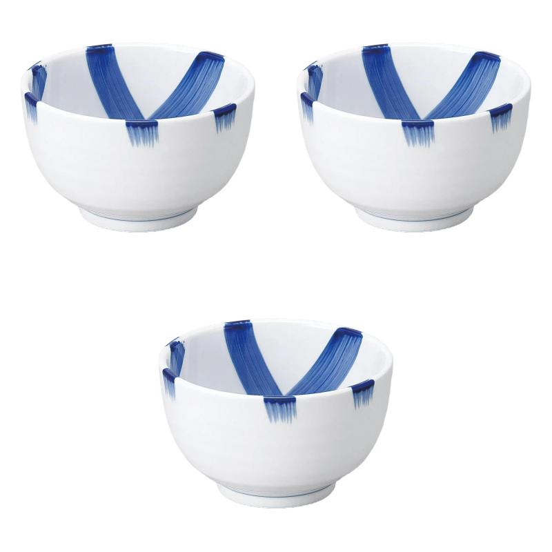 3個セット 呉須格子夏目5.0丼 [ 15.2×9.6cm ] | 多用丼 強化磁器 セトモノホンポ(Setomonohonpo)