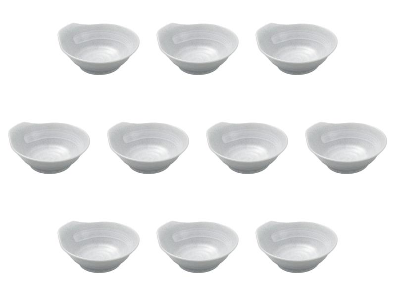 10個セット グレー粉引白刷毛新とんすい [ 13.2×12.4×4.6cm ] | 呑水 セトモノホンポ(Setomonohonpo)