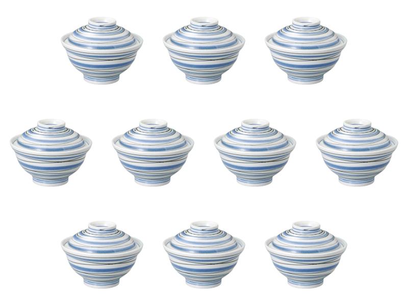 10個セット 青うず蓋丼 [ 15.8×11.4cm ] | 蓋丼 セトモノホンポ(Setomonohonpo)