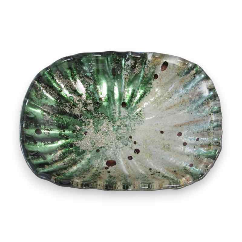 J-kitchens 刺身皿鉢 お皿 ガラス プレート オーバル 皿 プレート 小 グリーン ゴールド 12cm 彩蘭