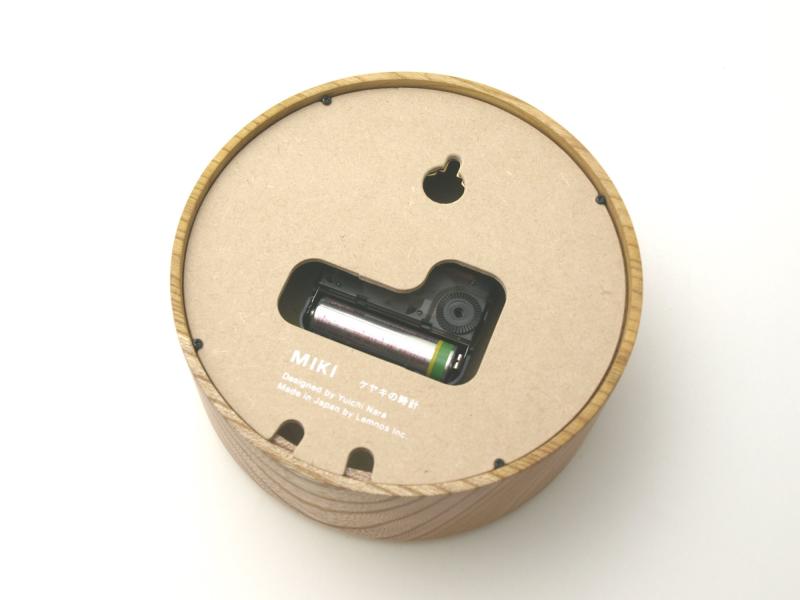 レムノス 掛け時計 掛け置き兼用 スタンド付き アナログ ミキ ケヤキ 天然色木地 MIKI