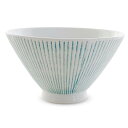 J-kitchens 勲山窯 茶碗 11cm 波佐見焼 日本製 ストライプ ライトブルー