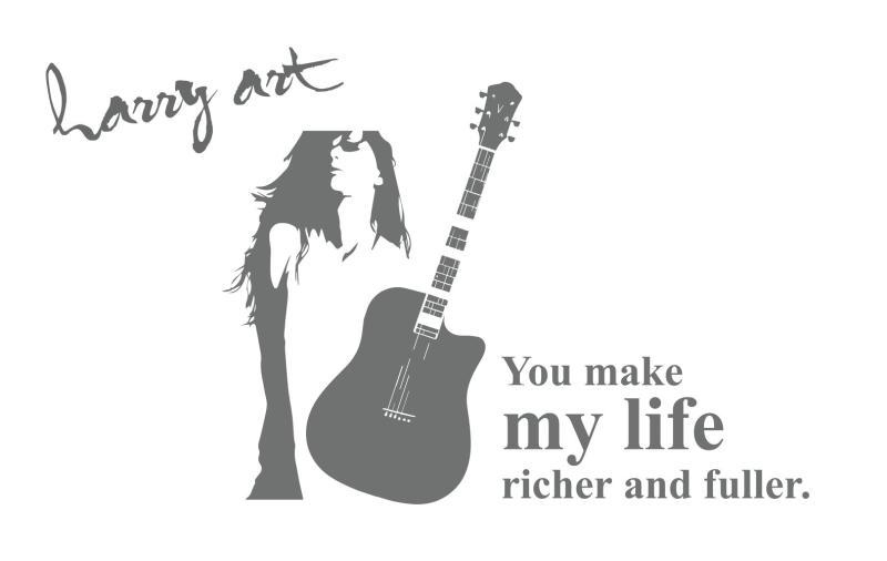 HARRY ART 転写式 ウォールステッカー ギターとわたし (Me and my guitar) 約90cm×90cm