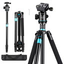 SOONPHO SP30 カメラ三脚 159cm ビデオ三脚 軽量 スマホ三脚 コンパクト 4段階伸縮 一脚 可変式 360度回転 耐荷重8kg 25mmパイプ径 3Way雲台 マクロ撮影 三脚バッグ付き iPhone/Android/一眼レフ/ビデオカ