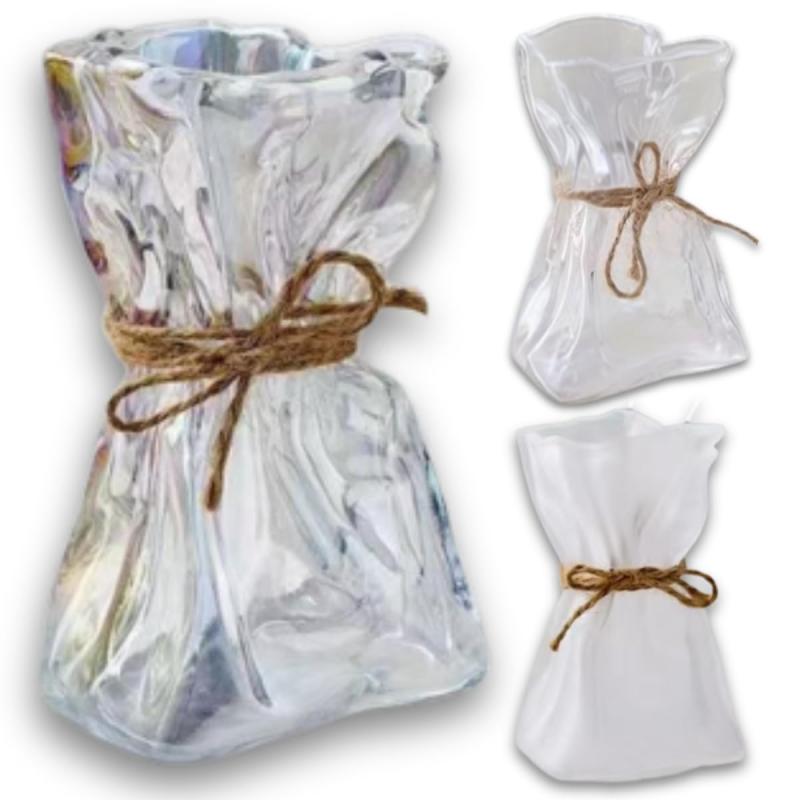 花瓶 おしゃれ かわいい フラワーベース デザイン ガラス 可愛い 小さい 一輪挿し 花束 生花 ドライフラワー インテリア 高さ14.5cm シンプル 北欧 韓国スタイル 花器 ランダムシェイプ ガラ