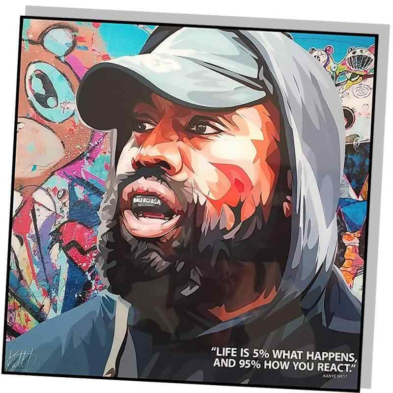 Famous Popart Gallery カニエ・ウェスト カリスマアートパネル 木製 壁掛け ポ ...