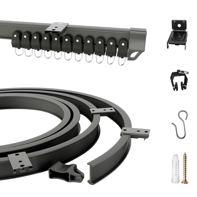 Mizukiori カーテンレール 曲がる 2m 3m 4m 5m 6m 7m 8m 9m 10m 出窓 シングルトラック 天井取り付け 壁取り付け 車、寝室、間仕切り用 フレキシブルカーテンレール 取り付け簡単